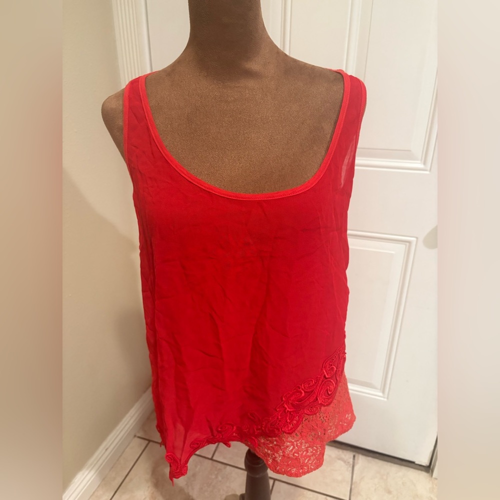 Language Red Lace Detail Camisole
